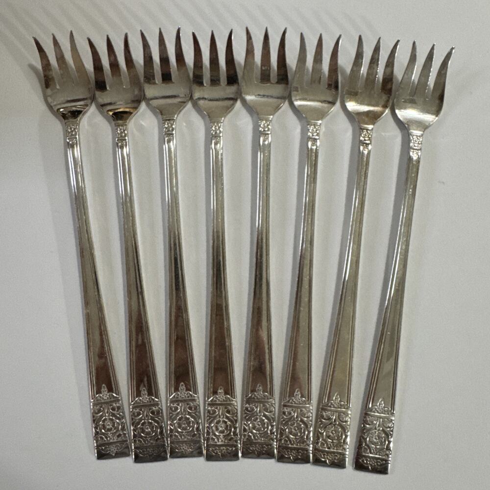 Set of 8 Cocktail Forks - National Silver Co Inauguration Silverplate